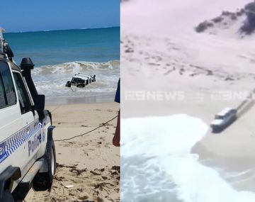 VIDEO: trató de escapar de la Policía metiéndose al mar con todo y camioneta
