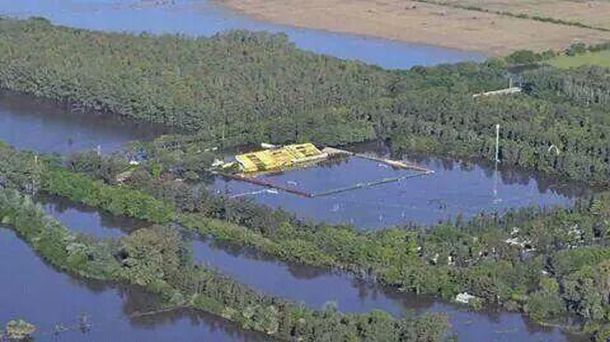 Así quedó el estadio de Flandria por la crecida del Río Luján