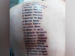 Yo te vi campeón: un hincha se tatuó los nombres de todo el plantel de la Selección