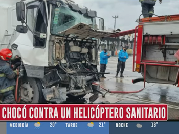 Un camión chocó contra un helicóptero sanitario a la altura de Parque Avellaneda