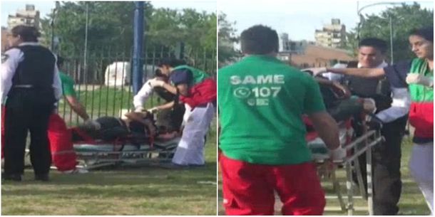 El agresor cuando era trasladado por el SAME. Captura de C5N