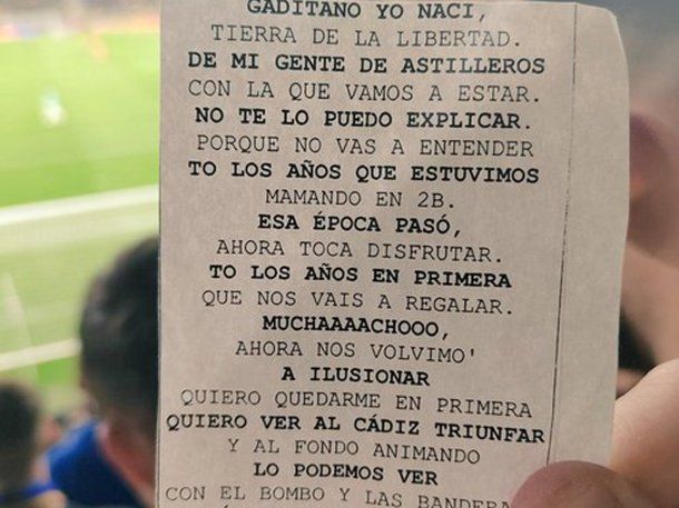 La versión de Muchachos que hizo la hinchada del Cádiz
