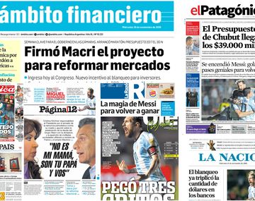 Tapas de los diarios del 16 de noviembre de 2016