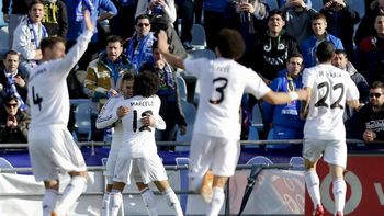 con di maria, el real vencio al getafe y llego a la cima de la liga espanola con di maria, el real vencio al getafe y llego a la cima de la liga espanola