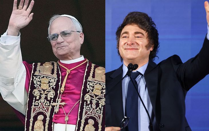 León XIV y Javier Milei.