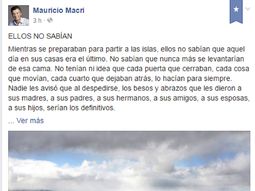 Macri homenajeó a los combatientes: Nadie les avisó al despedirse