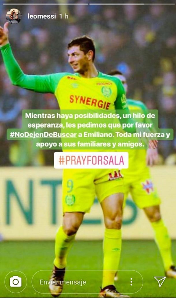 Messi pidió que se retome la búsqueda de Emiliano Sala