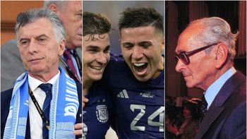 Mauricio Macri (ex presidente), Julián Álvarez, Enzo Fernández (futbolistas de la Selección Argentina) y Osvaldo Pugliese (músico considerado como talismán que contrarresta la mala suerte) Mauricio Macri (ex presidente), Julián Álvarez, Enzo Fernández (futbolistas de la Selección Argentina) y Osvaldo Pugliese (músico considerado como talismán que contrarresta la mala suerte)