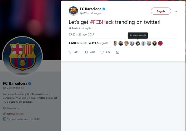{altText(#FCBHack es el trending que querían imponer<br>,Barcelona anunció en Twitter que incorporó a Di María: era un hacker)}