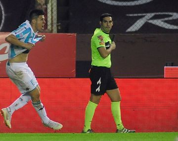 Jonathan Cristaldo celebra el gol del triunfo