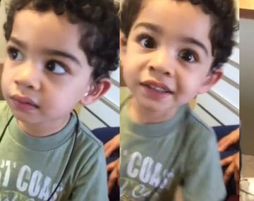 Mirá la expresión de felicidad de este chiquito cuando escucha a su madre