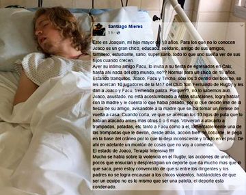 Joaquín tiene 18 años y permanece internado