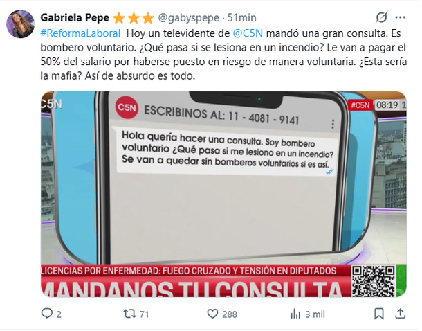 La periodista Gabriela Pepe compartió una reflexión sobre la Reforma Laboral La periodista Gabriela Pepe compartió una reflexión sobre la Reforma Laboral