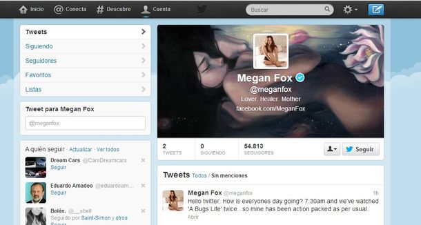 Megan Fox estrenó su cuenta en Twitter