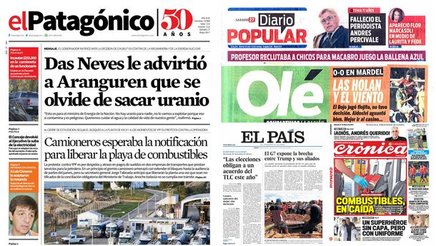 Tapas de diarios del sábado 27 de mayo de 2017