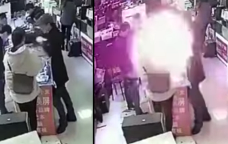 VIDEO: Le explotó un celular en la cara luego de morder la batería