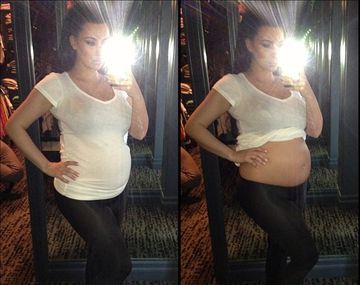 Kim Kardashian se mostró embarazada y feliz