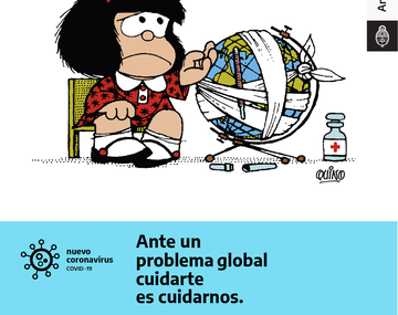 Quino se sum&oacute; junto a Mafalda de la inciativa contra el coronavirus.