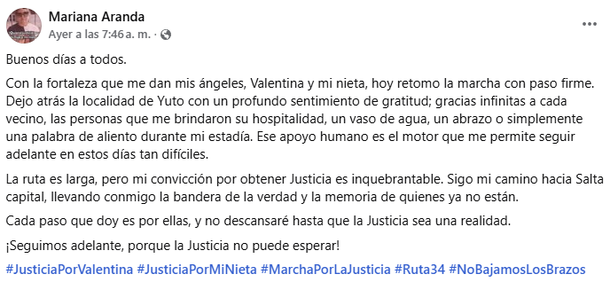 El mensaje de la mujer en redes sociales en la mañana del miércoles El mensaje de la mujer en redes sociales en la mañana del miércoles