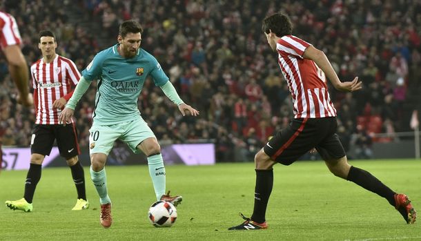 Messi en el partido entre Barcelona y el Bilbao por la Copa del Rey