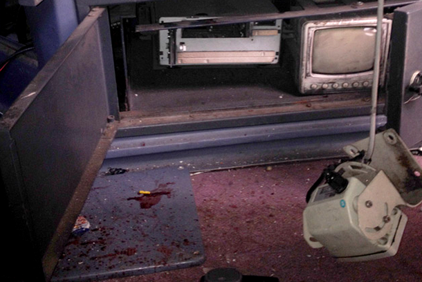 La imagen de la cabina, después del choque en Once