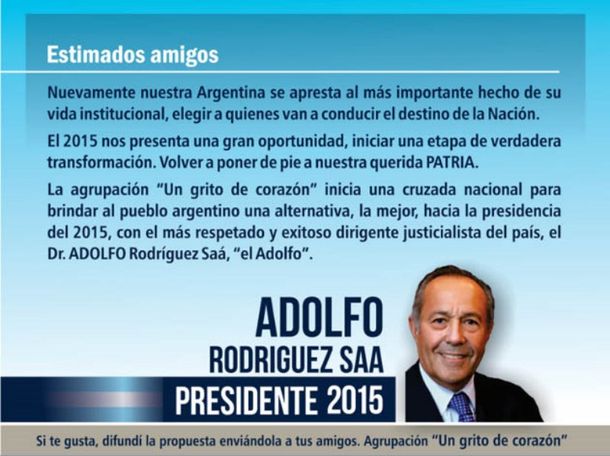 En San Luis ya lanzan la candiatura presidencial de Adolfo Rodríguez Saá