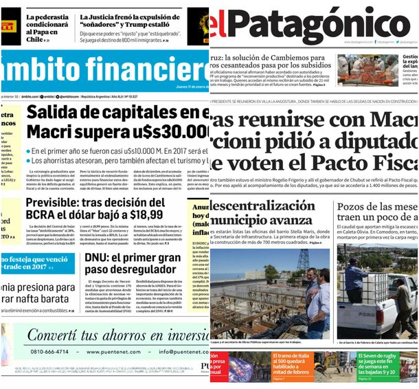 Tapas de diarios del jueves 11 de enero de 2018