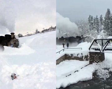 Video: La Trochita circula bajo un manto de nieve en la Patagonia