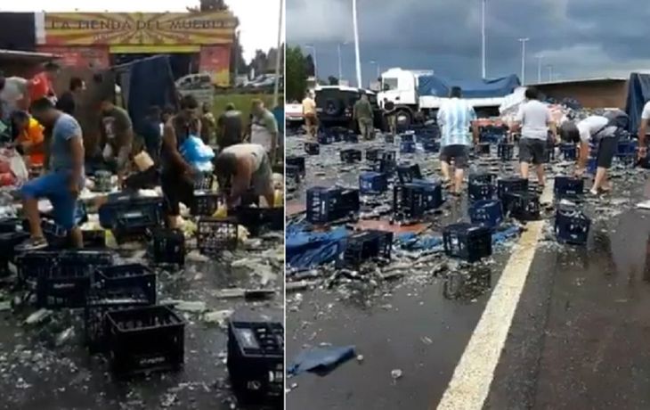 Un camión volcó en Acceso Oeste