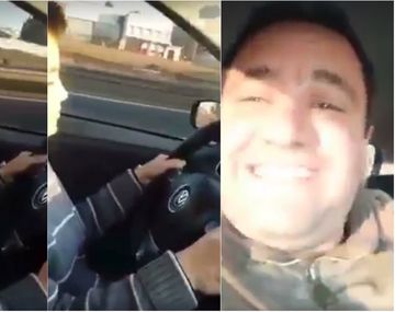 Padre le enseña a conducir a su hijo. Captura de video de Facebook