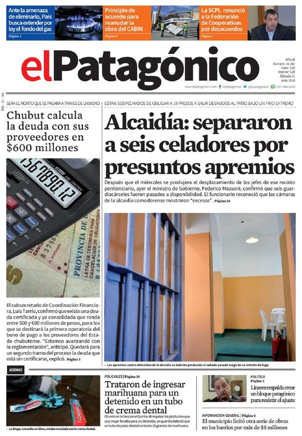 Tapas de diarios del sábado 21 de julio de 2018