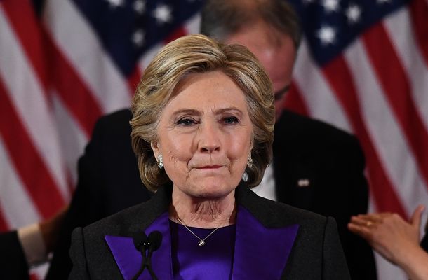 Hillary Clinton tras la derrota con Donald Trump