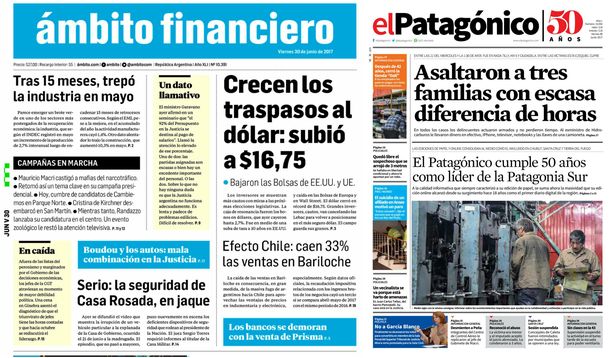 Tapas de diarios del viernes 30 de junio de 2017