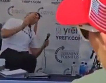 El momento en que balean a Charlie Kirk.