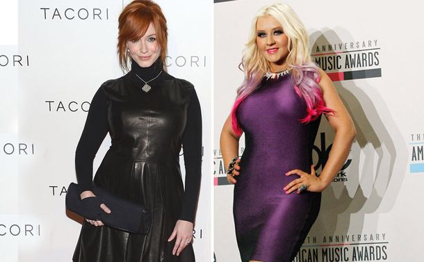 Christina Hendrick y Christina Aguilera compiten por ver quién es la que tiene más curvas