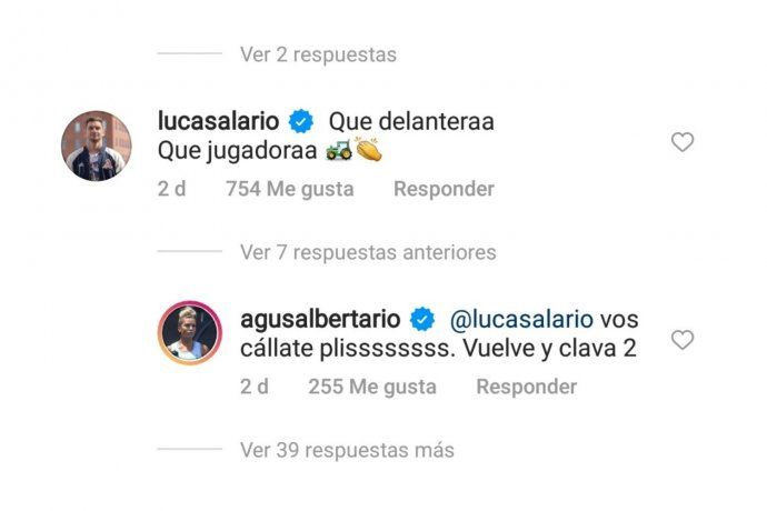 Los mensajes que alimentan los rumores de romance entre Lucas Alario y Agustina Albertario