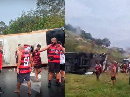 Volcó un micro con hinchas de Flamengo rumbo a Buenos Aires: hay tres heridos graves