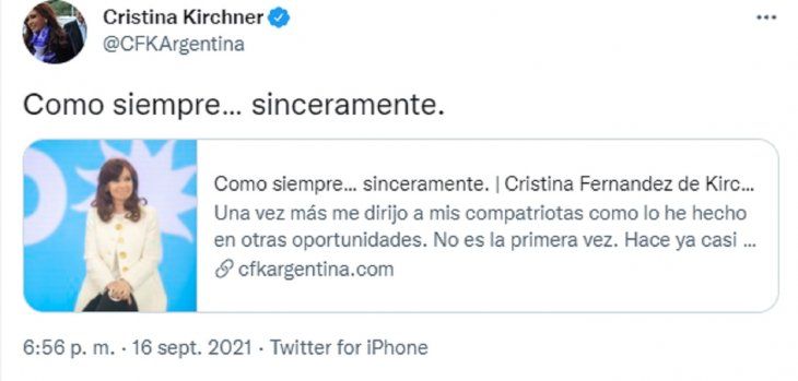 Colapsó la página de Cristina Kirchner tras su dura carta