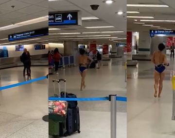 Estupor en el aeropuerto de Miami: una mujer se desnudó y se subió al techo de un patrullero
