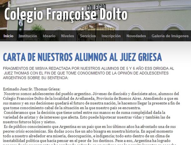 Estudiantes de una escuela secundaria le hicieron un pedido al juez Griesa