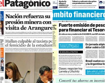 Tapas de diarios del martes 20 de febrero de 2018