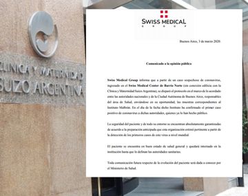 El comunicado de Swiss Medical Group tras el primer caso de coronavirus en Argentina