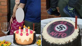 Polémica por cumpleaños nazi en Misiones: la foto de la torta con una esvástica y el gesto de un nene. Polémica por cumpleaños nazi en Misiones: la foto de la torta con una esvástica y el gesto de un nene.