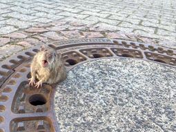 Una rata gorda se hizo viral cuando quedó atascada en una alcantarilla