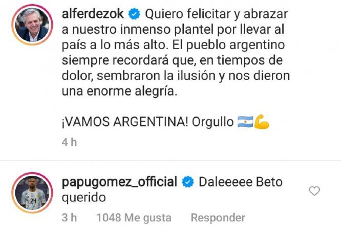 La increíble respuesta de Papu Gómez a Alberto Fernández