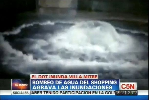 Denuncian que el shopping DOT inunda Villa Mitre