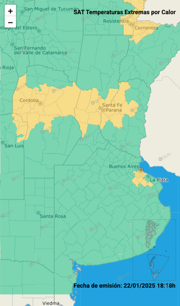 Alerta por calor: suben las temperaturas en Buenos Aires y otras partes del país. Fuente: Servicio Meteorológico Nacional. Alerta por calor: suben las temperaturas en Buenos Aires y otras partes del país. Fuente: Servicio Meteorológico Nacional.