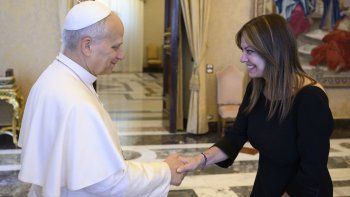 El papa León XIV y Sandra Pettovello El papa León XIV y Sandra Pettovello
