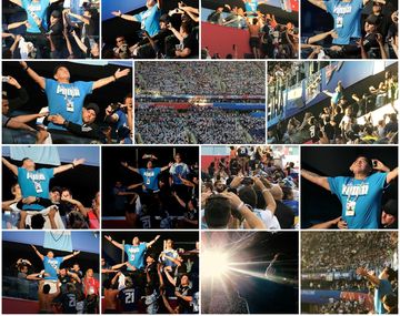 Maradona festejando el gol de Marcos Rojo