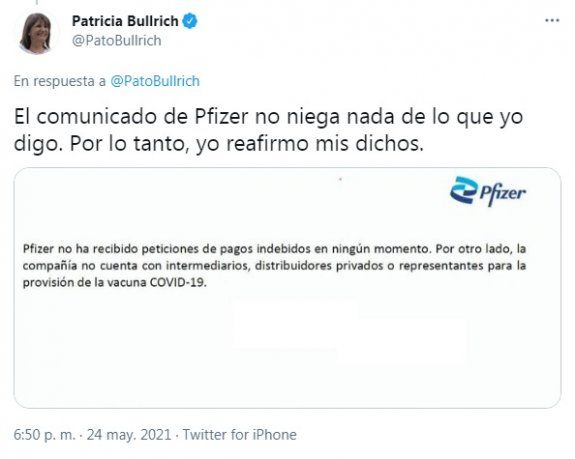 Los tuits de Patricia Bullrich